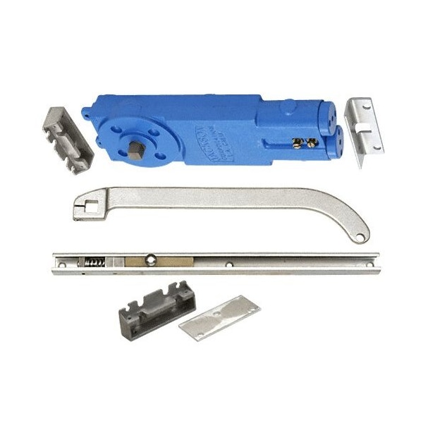 Satin Aluminum Adjustable Spring Power Multi Size 90DegNo Hold Open Overhead Concealed Closer W/ S